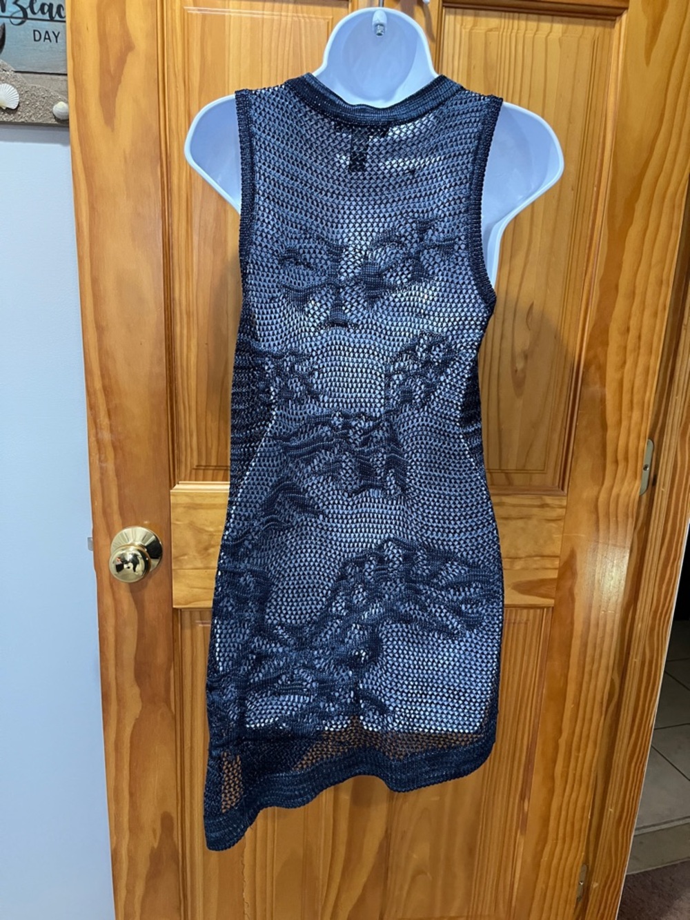 INC International Concepts Blue Crochet Lace-Up Beach Cover-Up/Top - Picture 6 of 10